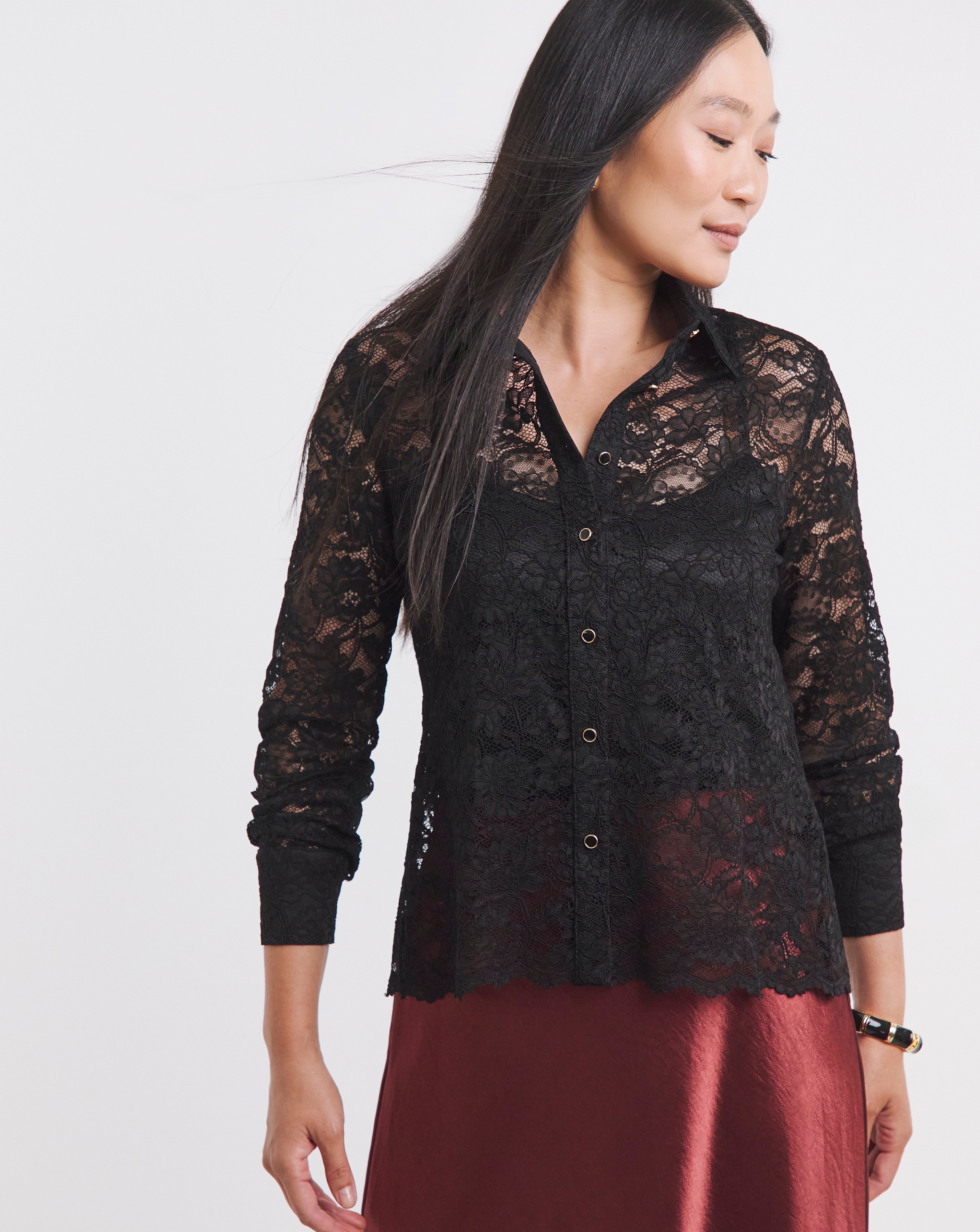 Lace Scallop Hem Shirt