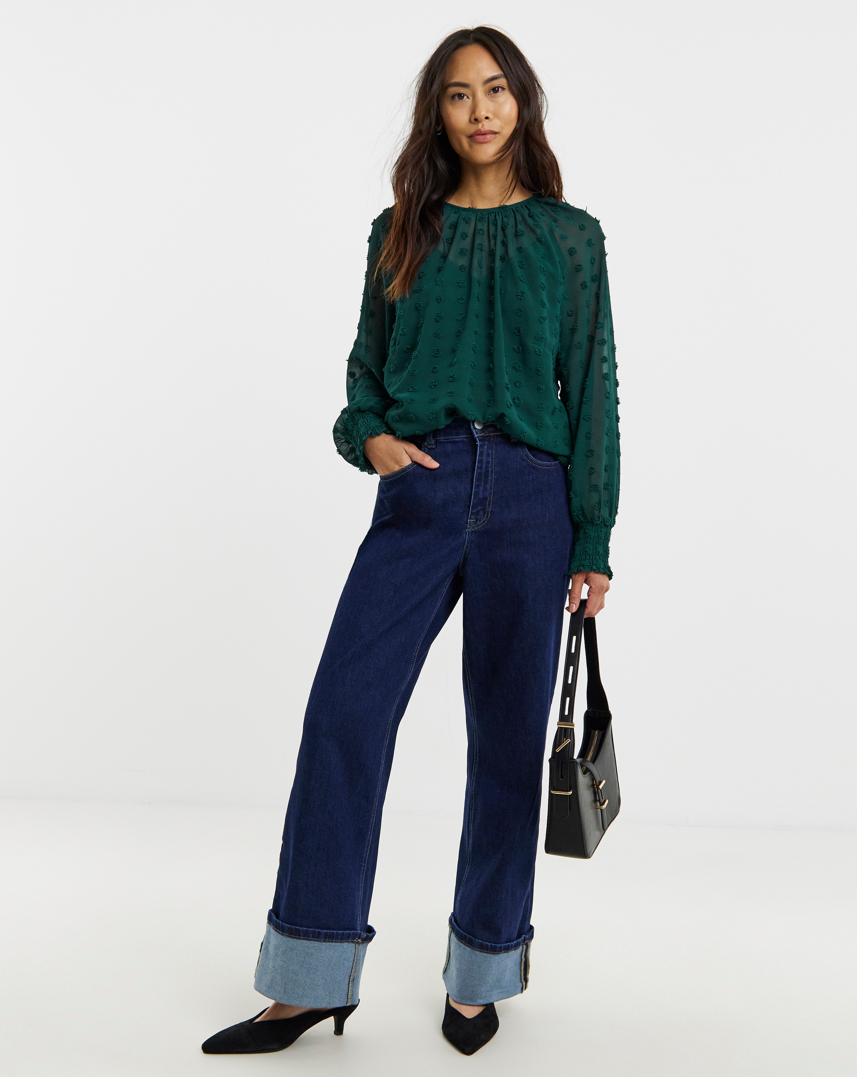 Dobby Long Sleeve Blouse