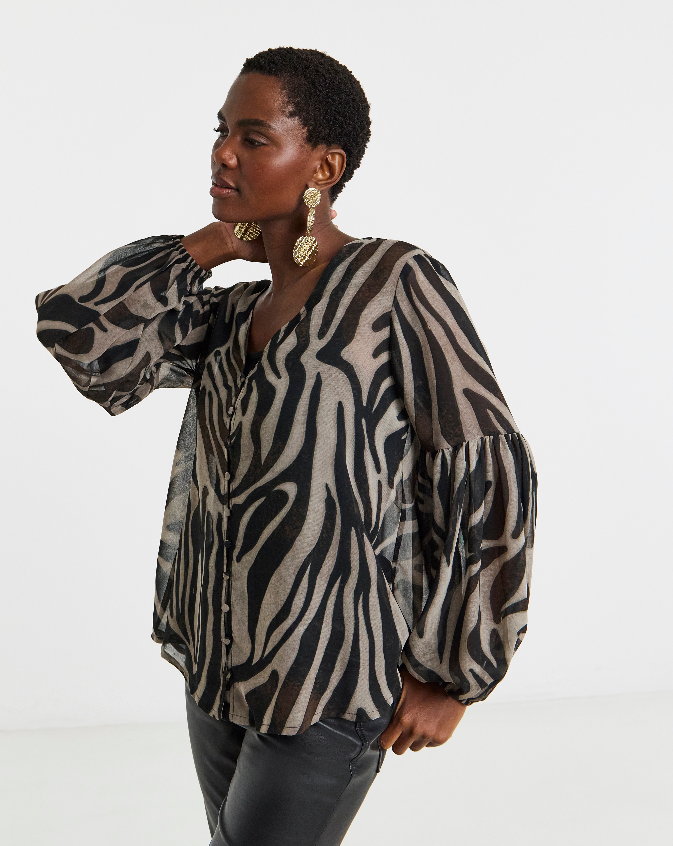 Georgette Blouson Sleeve Blouse