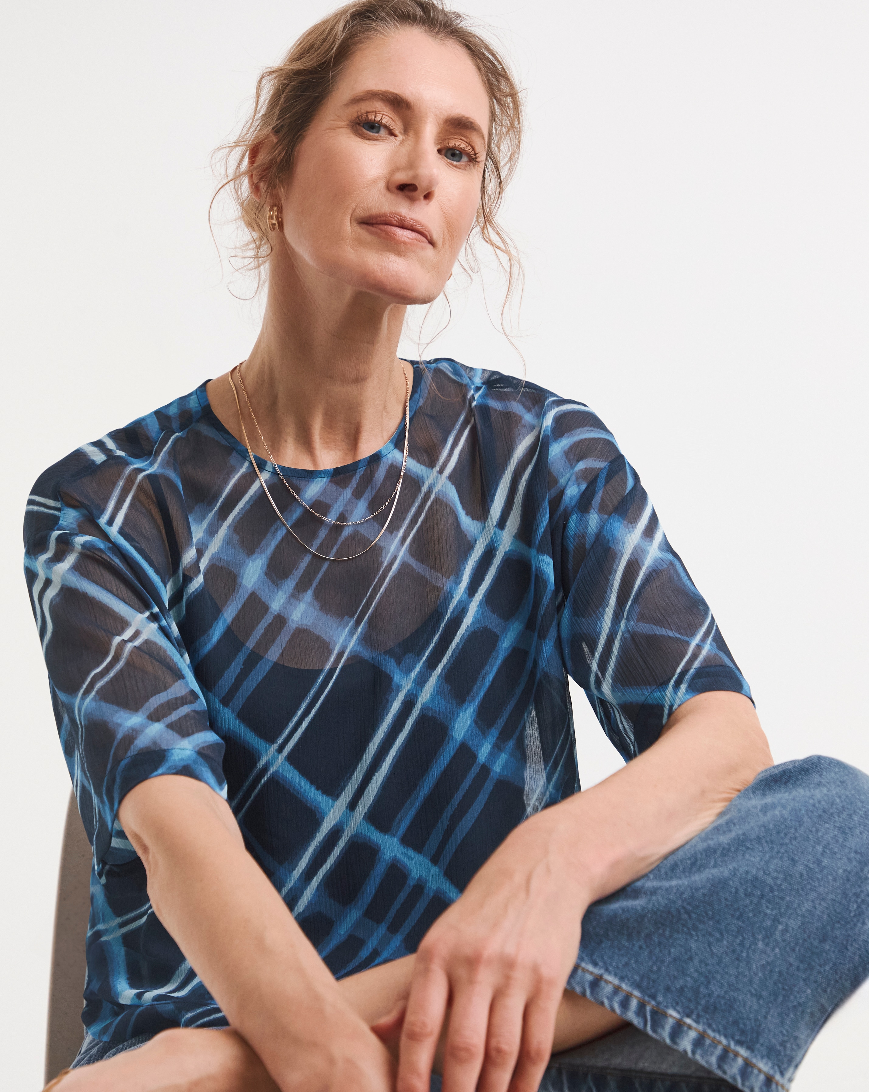 New In - Chiffon Short Sleeve Boxy Top