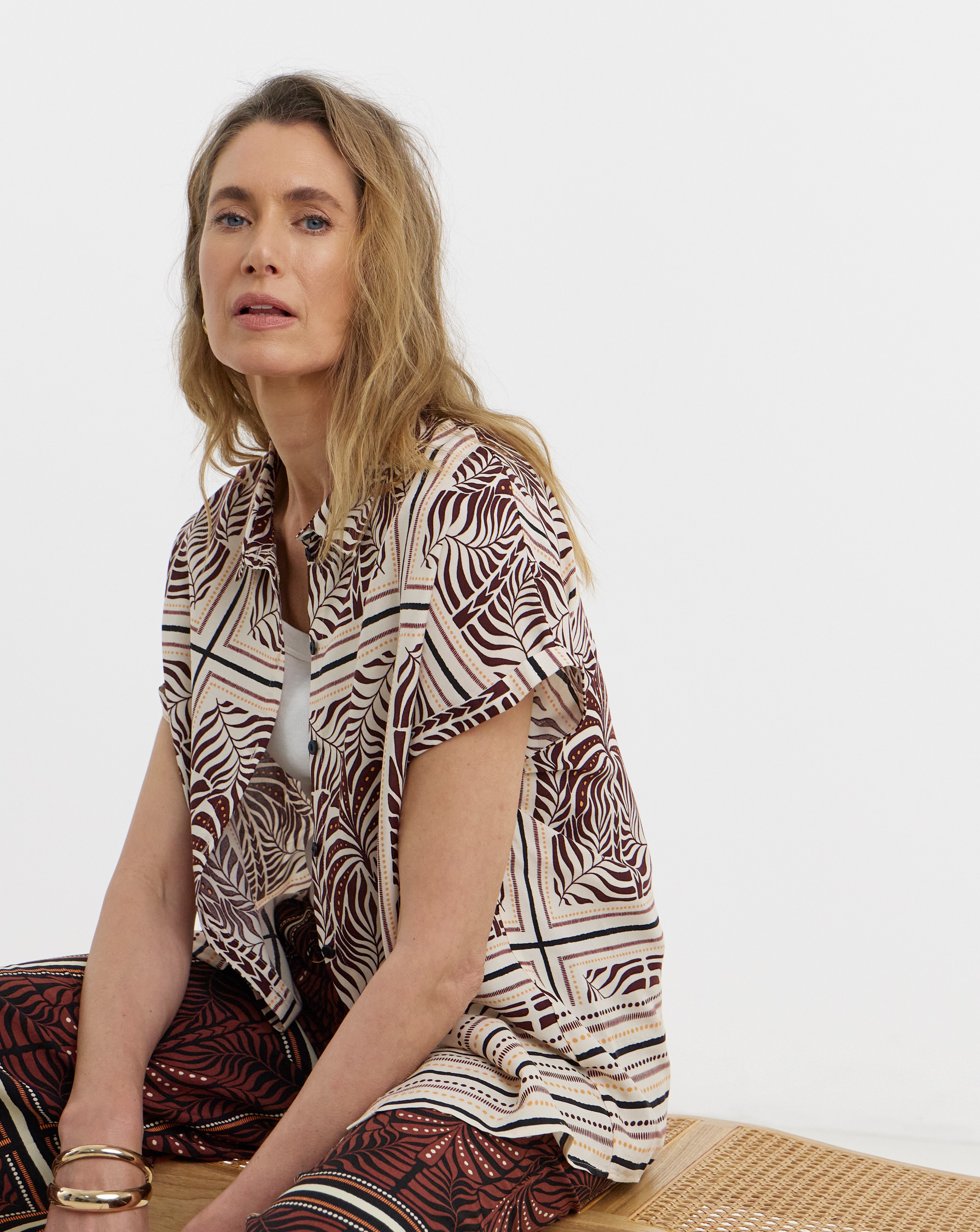 New In - Border Print Short Sleeve Shirt