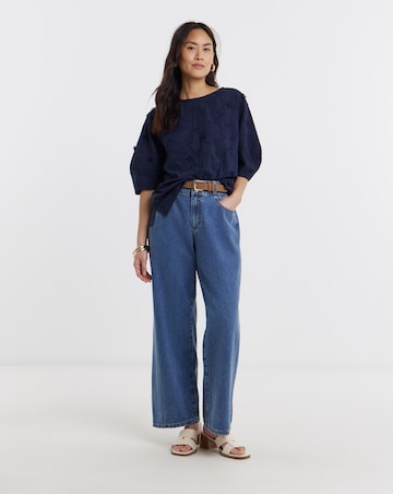 3D Floral Structured Short Sleeve Top