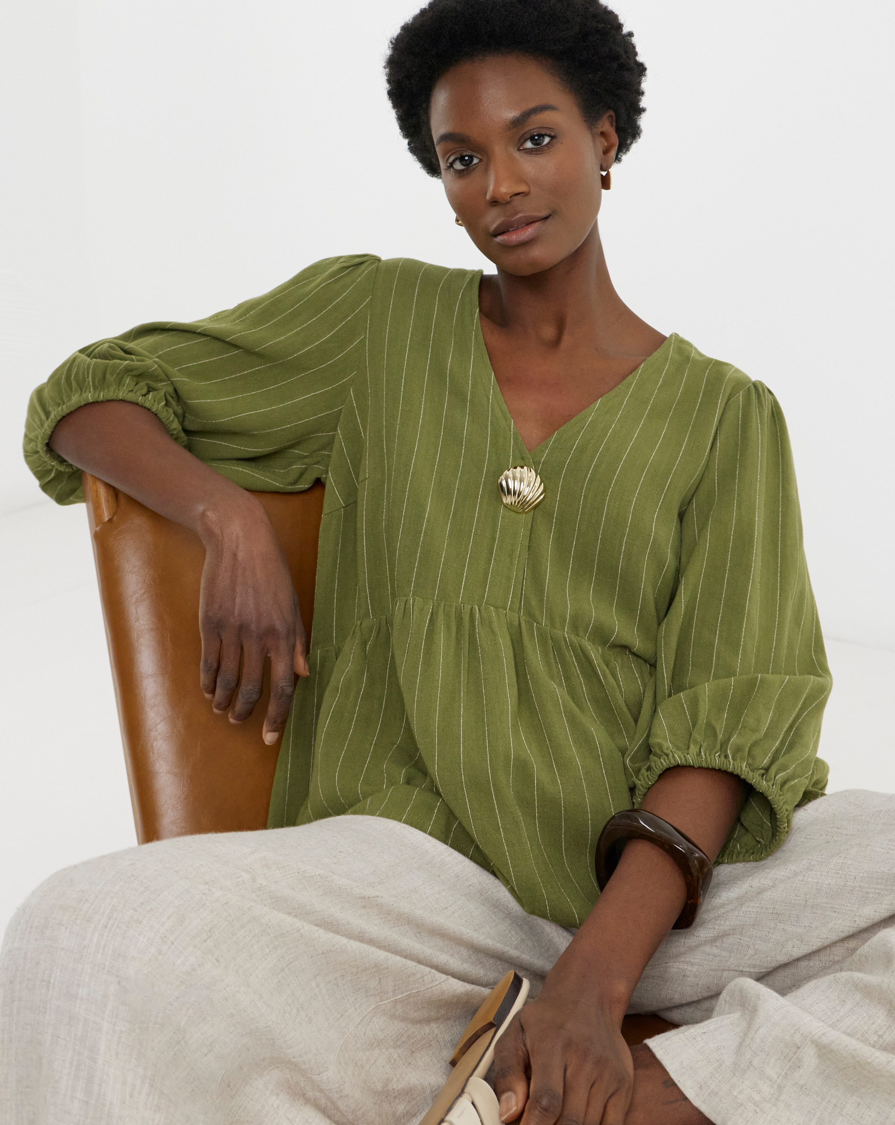 New In - Puff Sleeve Peplum Blouse