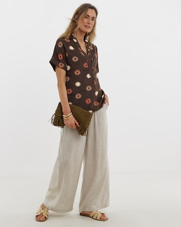 Printed Linen Mix Collared Tunic