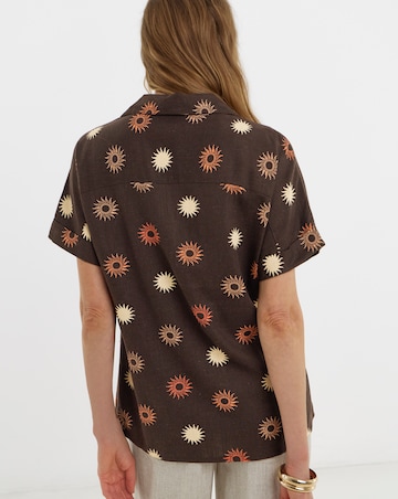 Printed Linen Mix Collared Tunic