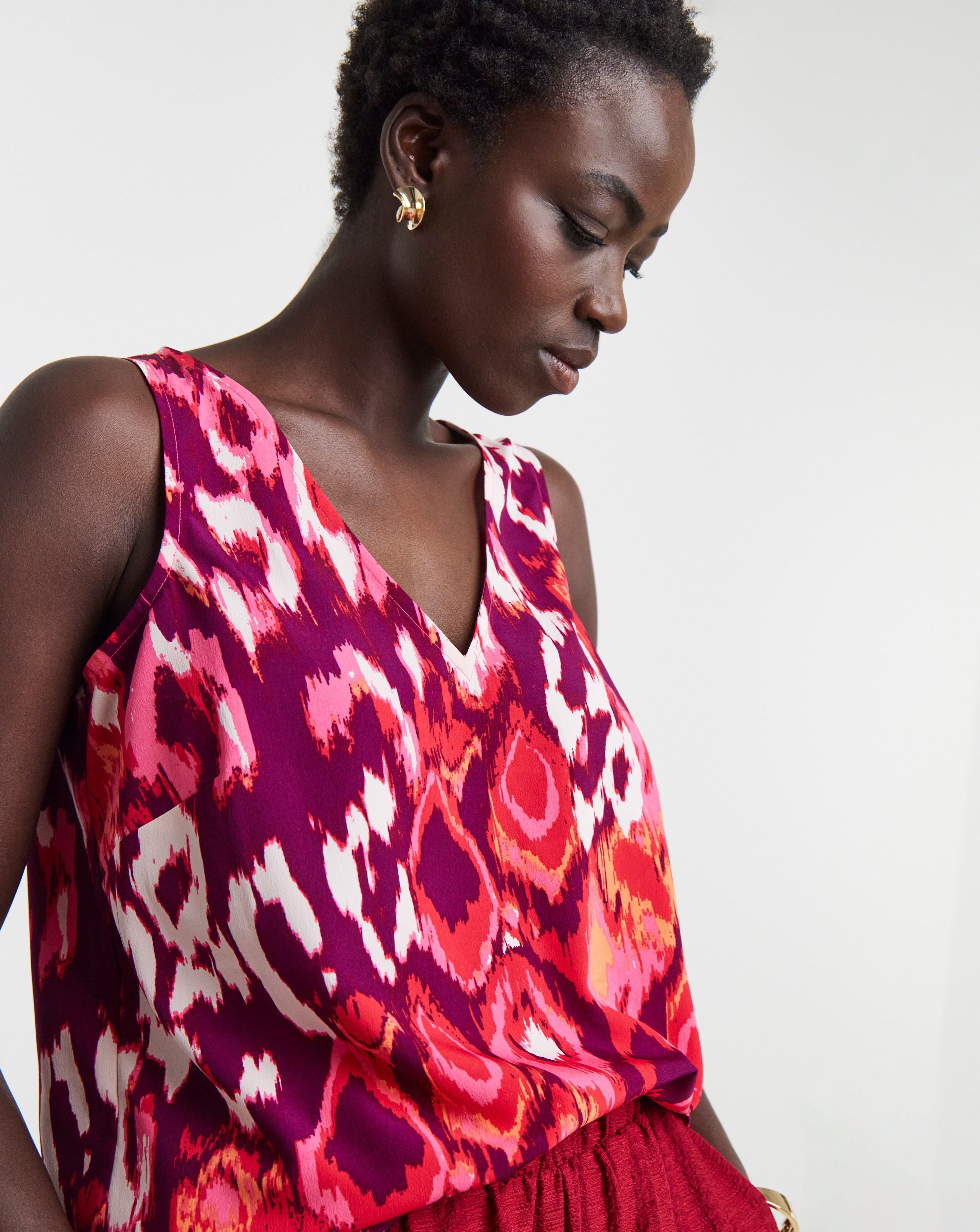V Neck Woven Vest