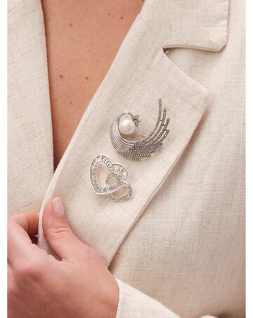 Jon Richard Silver Plated Crystal And Swirl Pearl Brooch - Gift Boxed