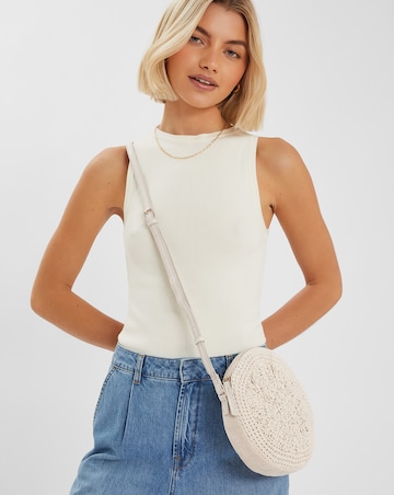 Accessorize Round Macrame Bag Cream