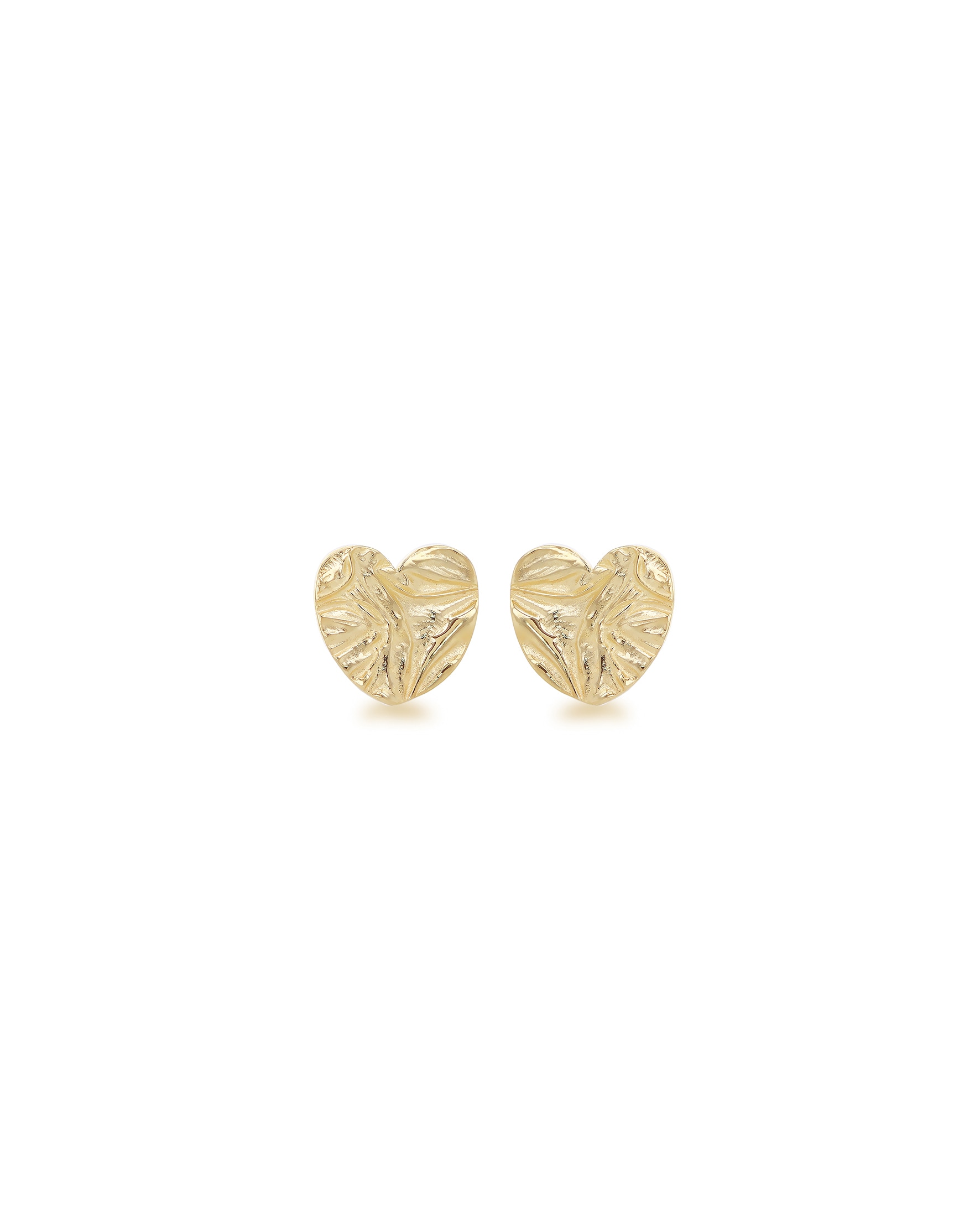 9ct Yellow Gold Textured Heart Earrings