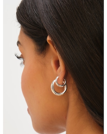 Jon Richard Sterling Silver Plated Stainless Steel Small Chubby Hoop Earrings