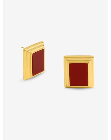 Jon Richard Gold Plated And Red Enamel Earrings