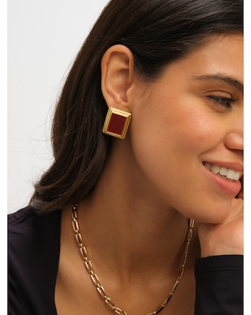 Jon Richard Gold Plated And Red Enamel Earrings