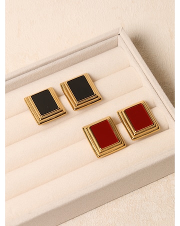 Jon Richard Gold Plated And Red Enamel Earrings
