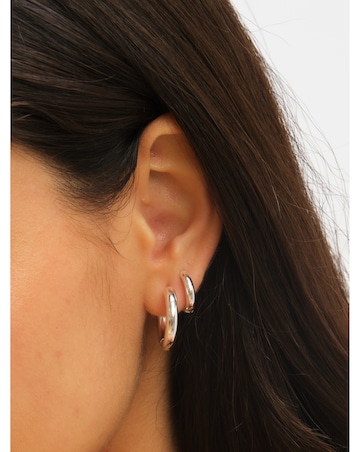 Jon Richard Sterling Silver Plated Stainless Steel Medium Chubby Hoop Earrings