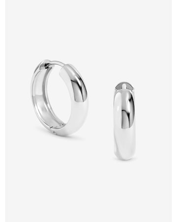 Jon Richard Sterling Silver Plated Stainless Steel Small Flat Surface Hoops