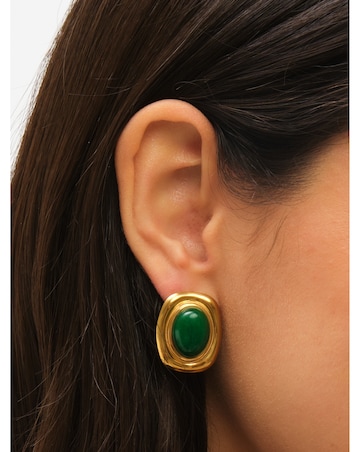 Jon Richard Gold Plated And Green Statement Earrings