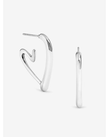 Jon Richard Sterling Silver Plated Stainless Steel Heart Hoop Earrings