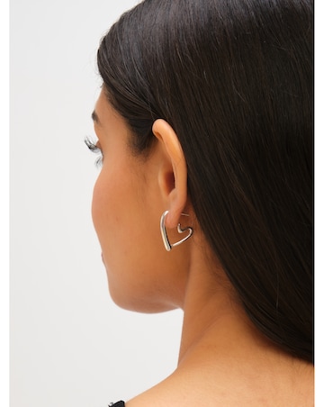 Jon Richard Sterling Silver Plated Stainless Steel Heart Hoop Earrings