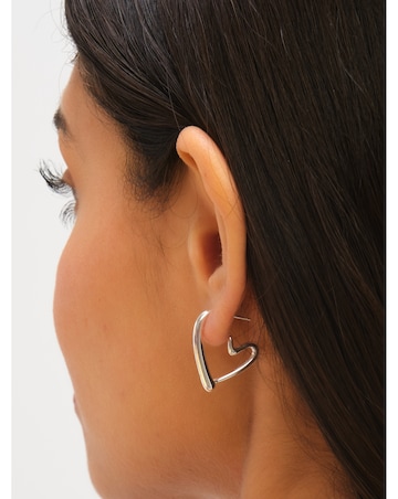 Jon Richard Sterling Silver Plated Stainless Steel Heart Hoop Earrings