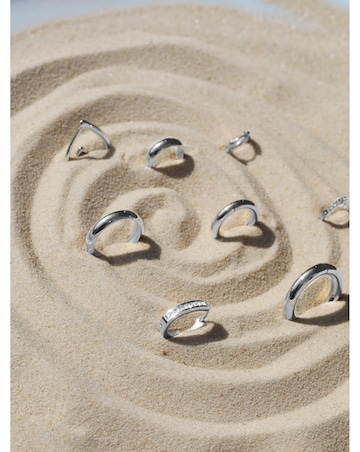 Jon Richard Sterling Silver Plated Stainless Steel Crystal Huggie Hoops