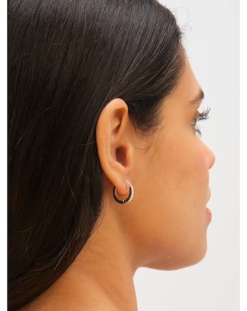 Jon Richard Sterling Silver Plated Stainless Steel Crystal Huggie Hoops