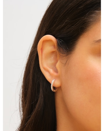 Jon Richard Sterling Silver Plated Stainless Steel Crystal Huggie Hoops