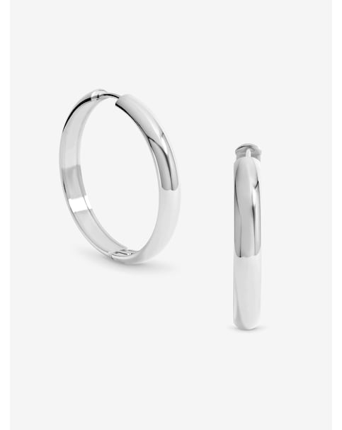 Jon Richard Platinum Plated Stainless Steel Large Flat Surface Hoops