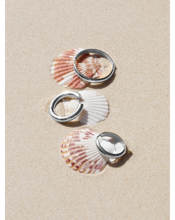 Jon Richard Platinum Plated Stainless Steel Medium Flat Surface Hoops