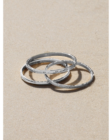 Jon Richard Platinum Plated Stainless Steel Crystal Row Bangle