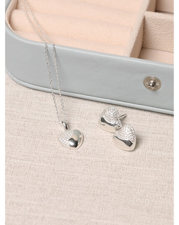 Simply Silver Sterling Silver 925 Polished and Micro Pave Pendant - Gift Pouch
