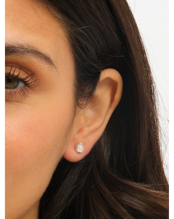 Simply Silver Sterling Silver 925 Semi Precious Rose Quartz Studs