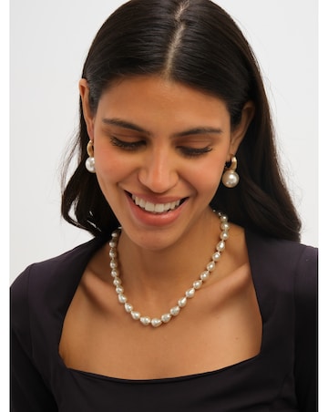 Jon Richard Ridge Hoop And Pearl Statement Earrings