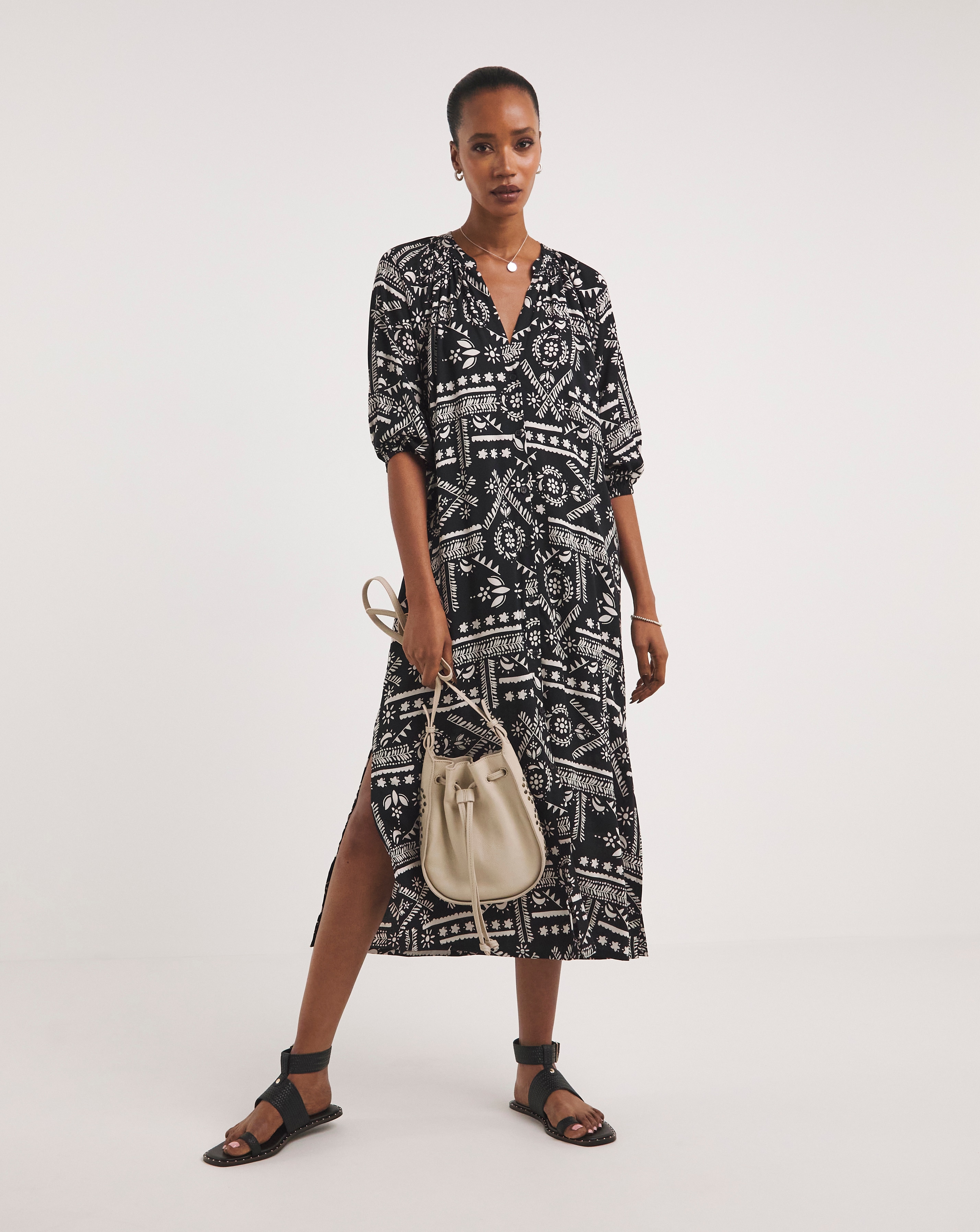 Kaftan Button Through Shirt Dress