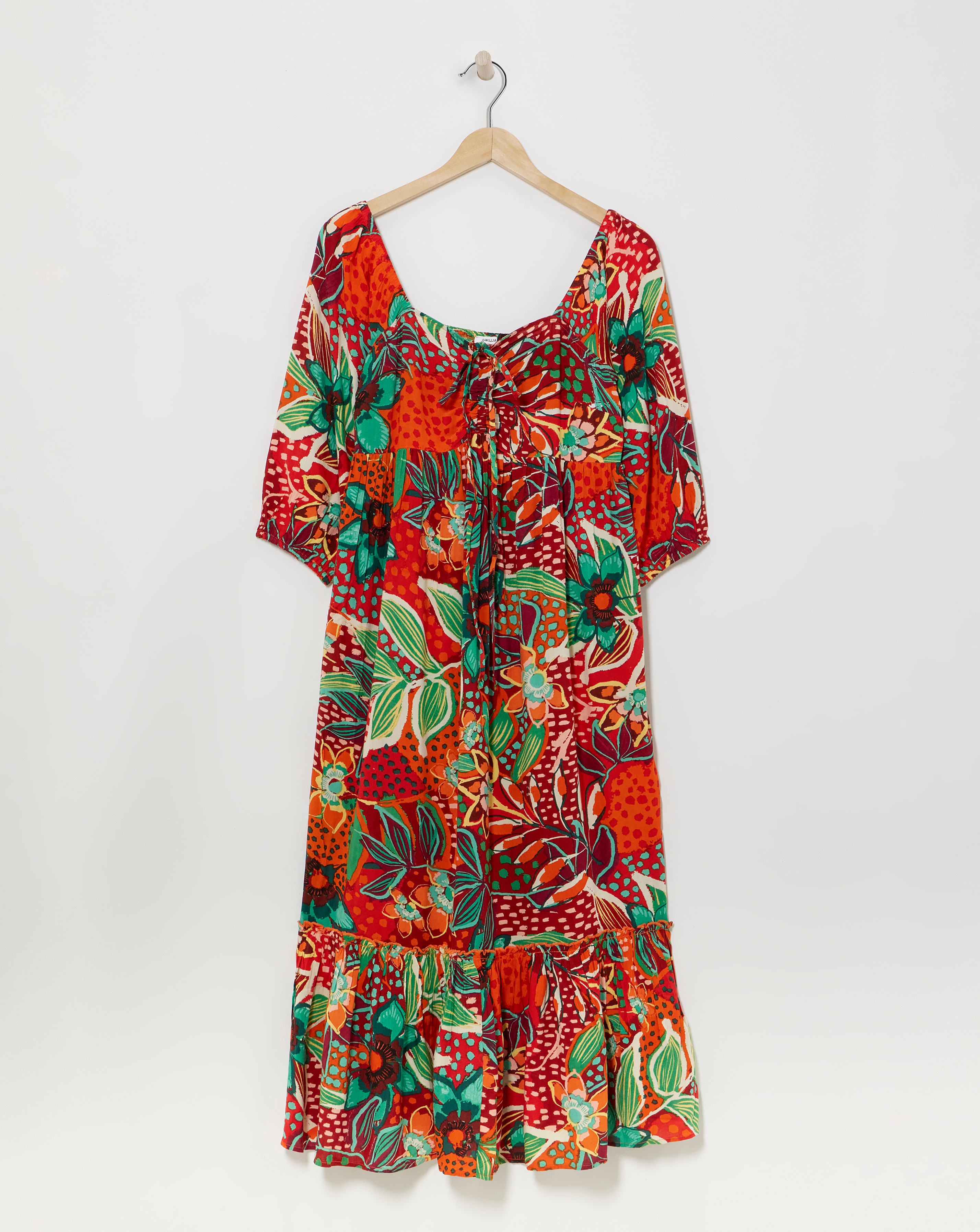 Viscose Smock Sundress With Neck Ties