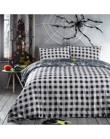 Kids Halloween Spiders Duvet Cover Set in Grey