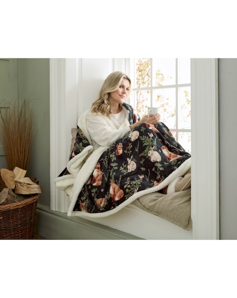 Woodland Printed Fleece Heated Throw