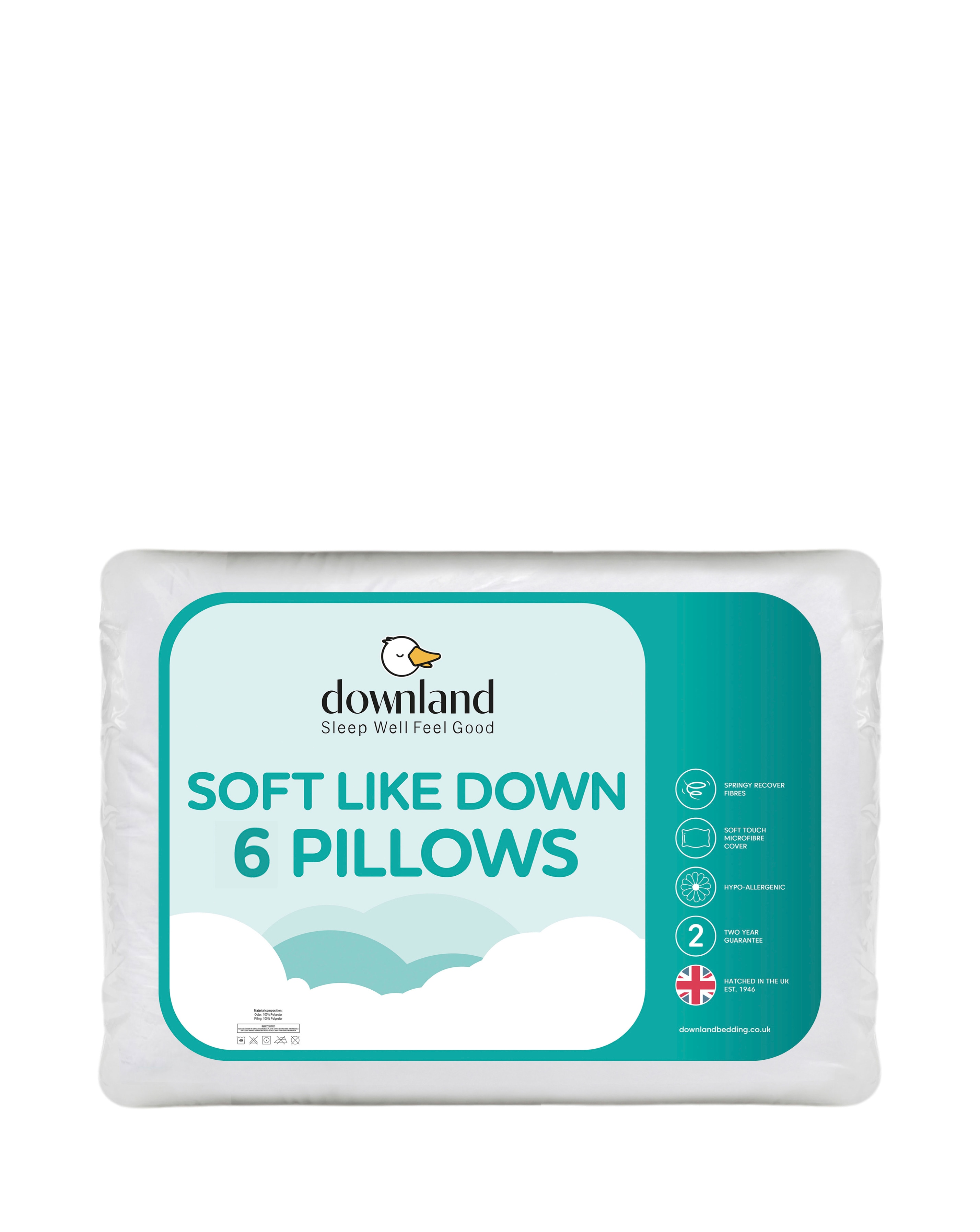 Downland Soft Like Down 6 Pack Pillows