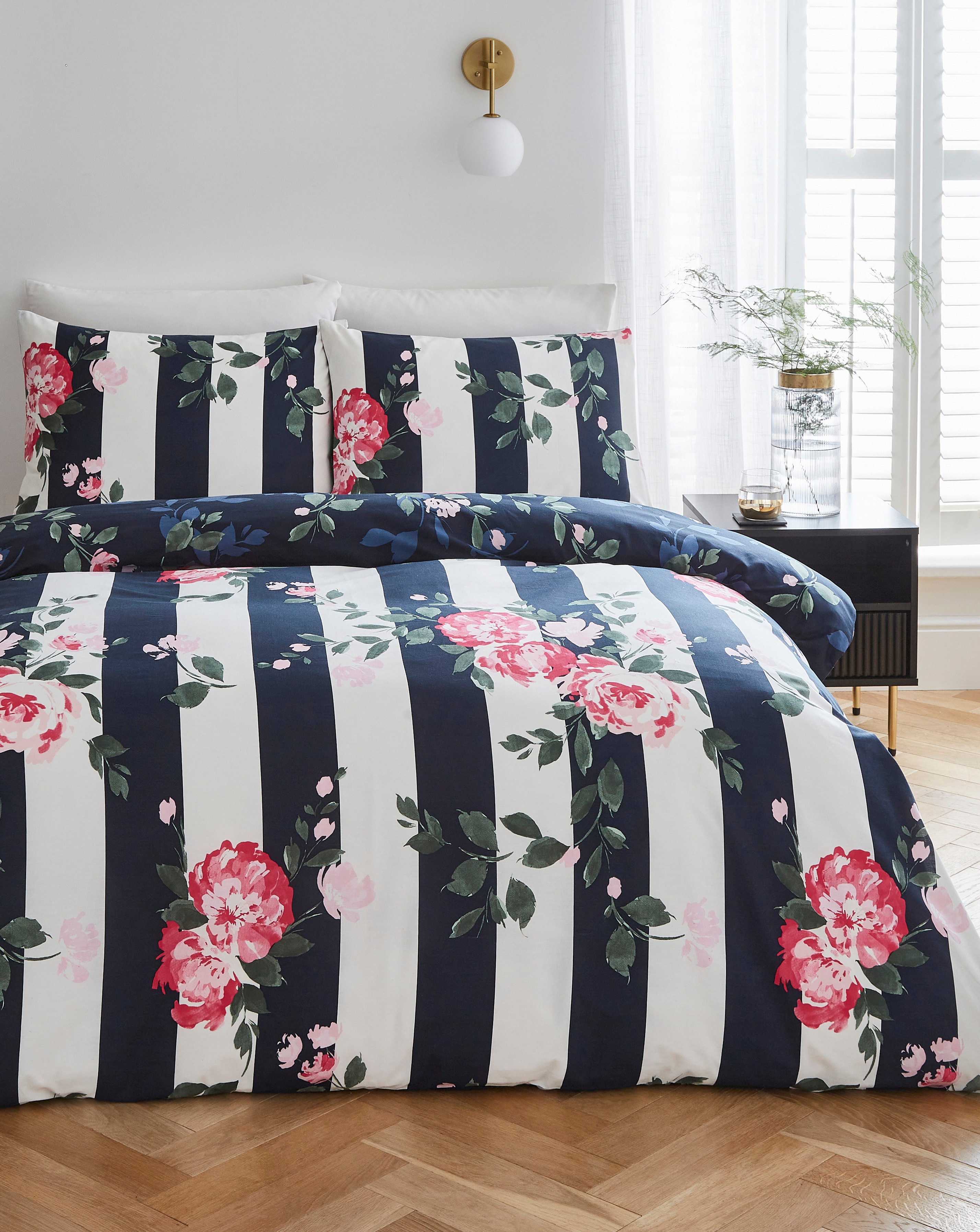 Joanna Hope Floral Stripe Duvet Set