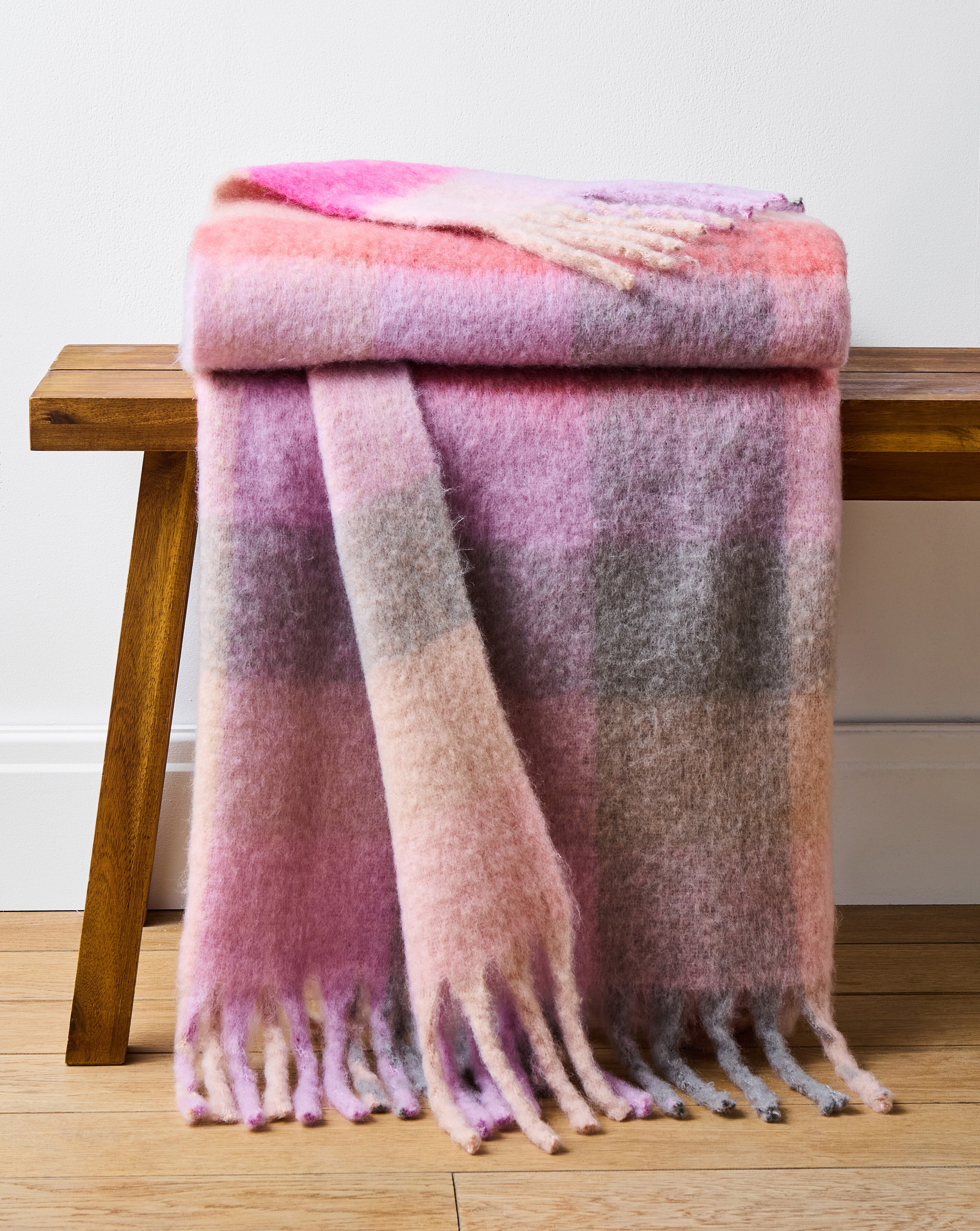 Mila Check Faux Mohair Throw