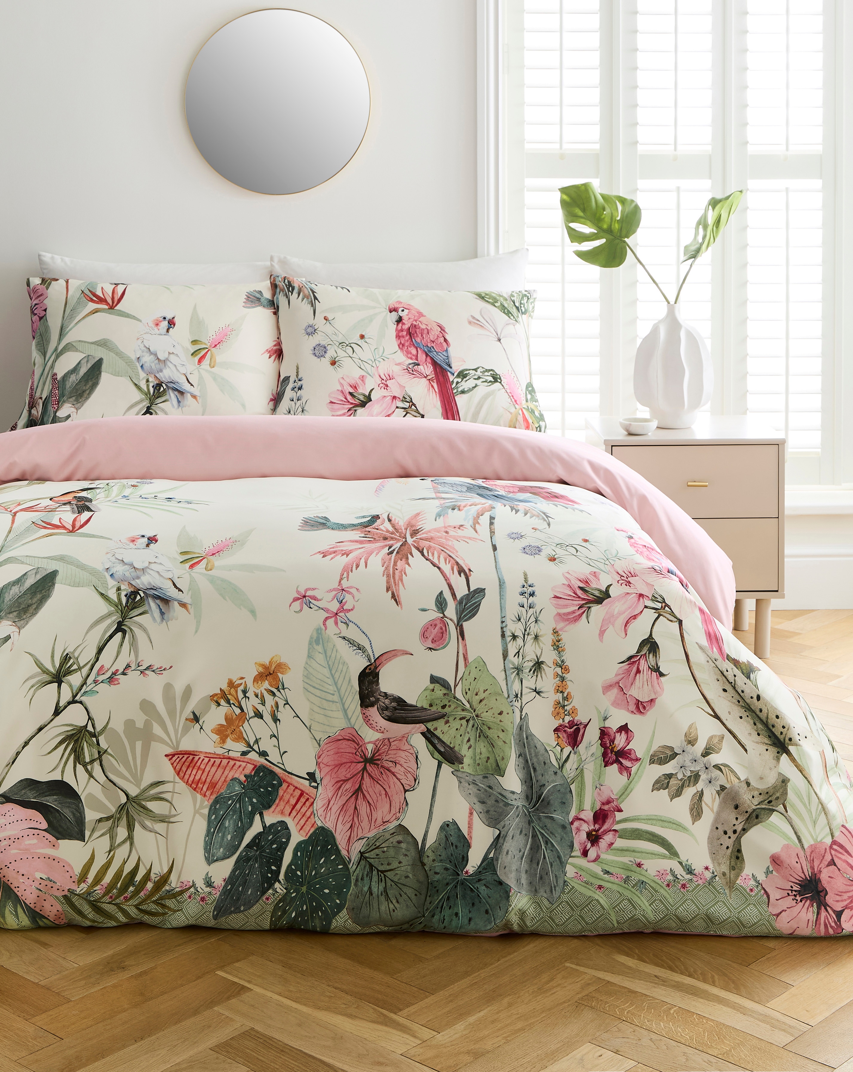 Tropical Bird Satin Duvet Cover Set