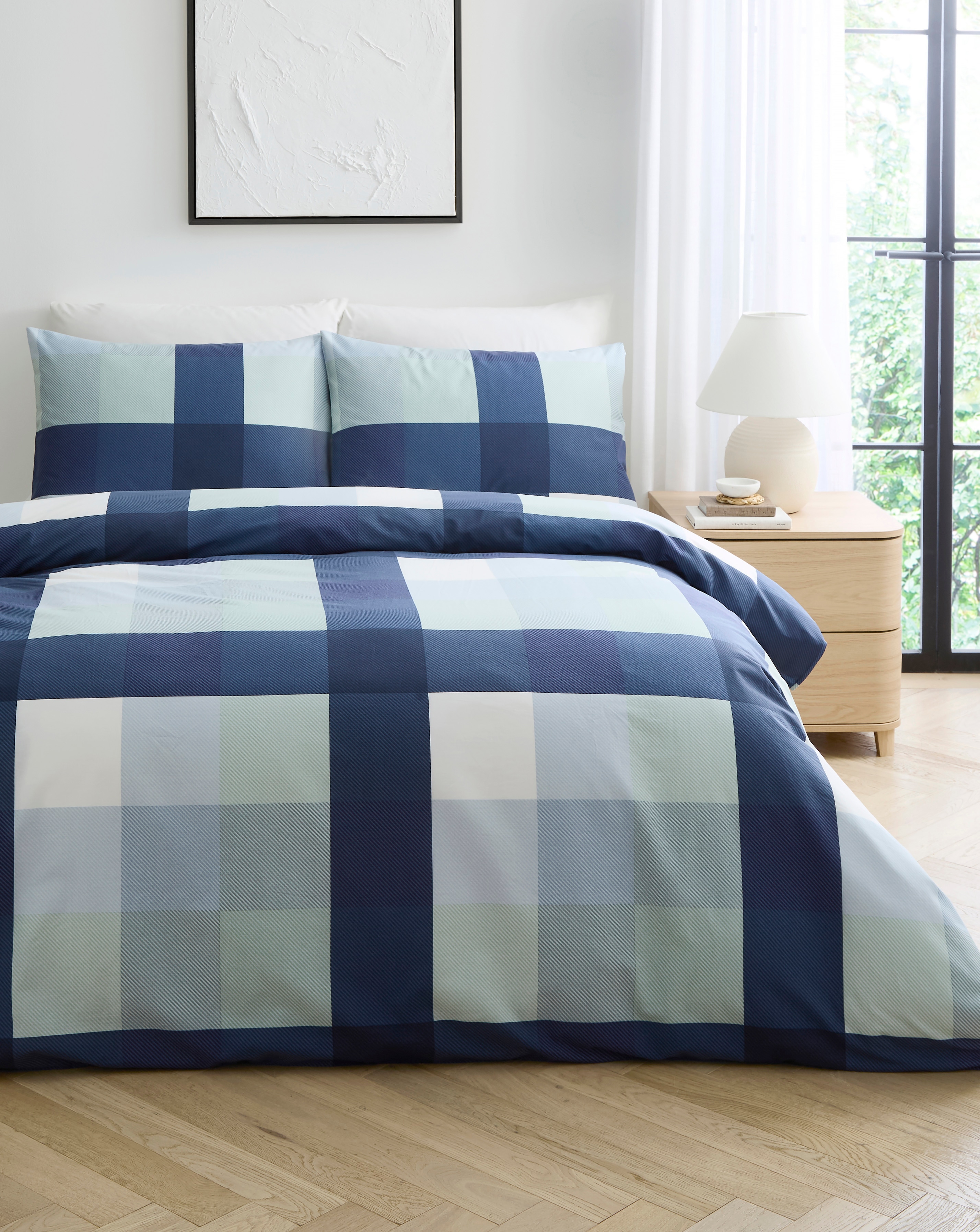 New In - Darcy Check Cotton Blend Duvet Set