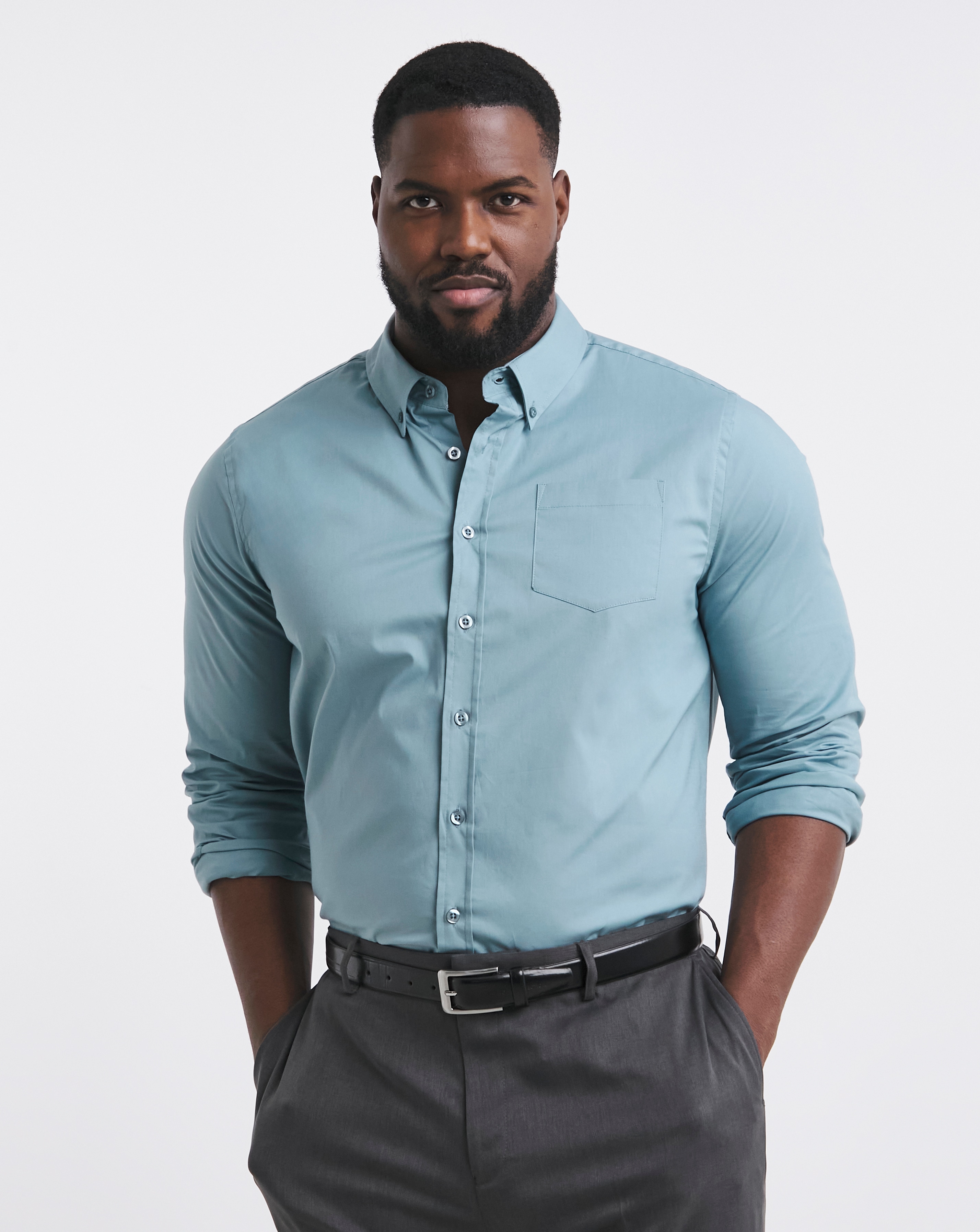 Long Sleeve Button Down Poplin Shirt