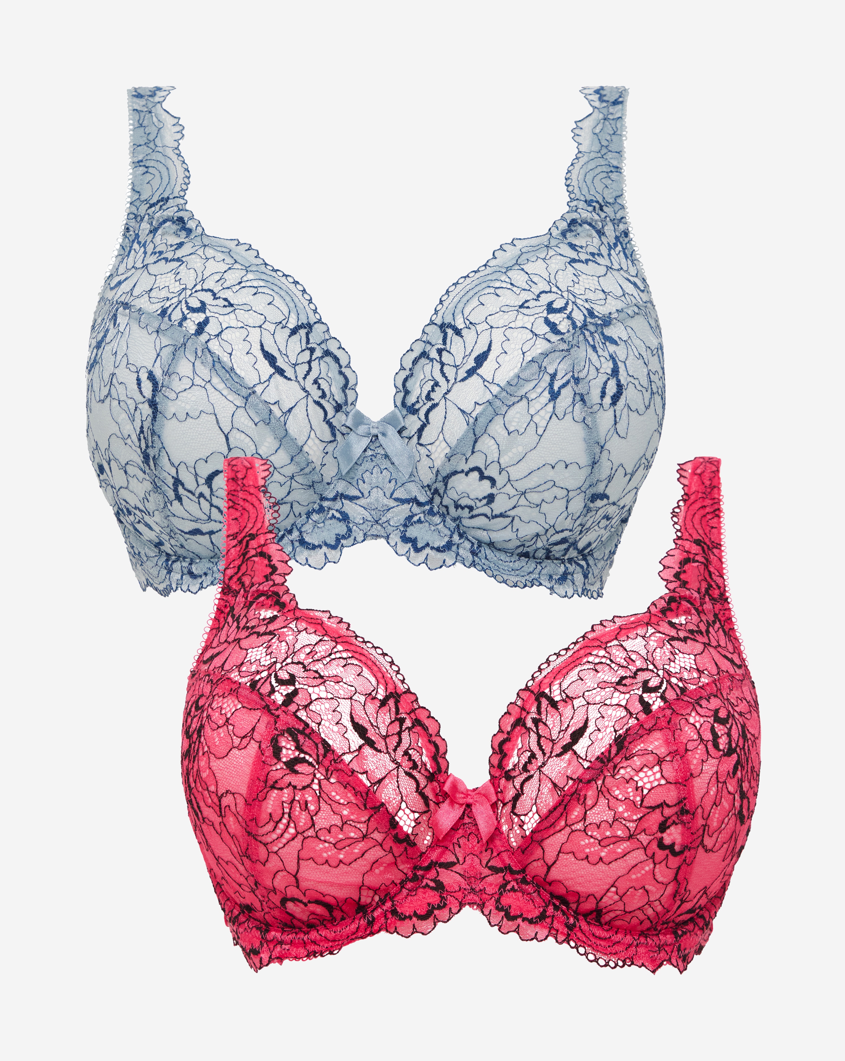2 Pack Ella Lace Full Cup Wired Bras