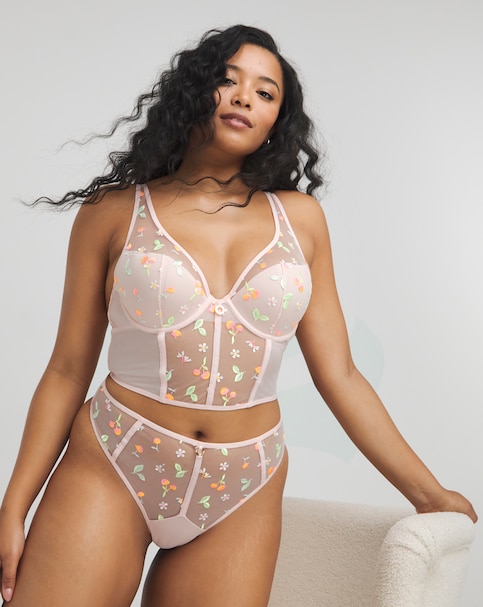 Cherries Embroidery Thong