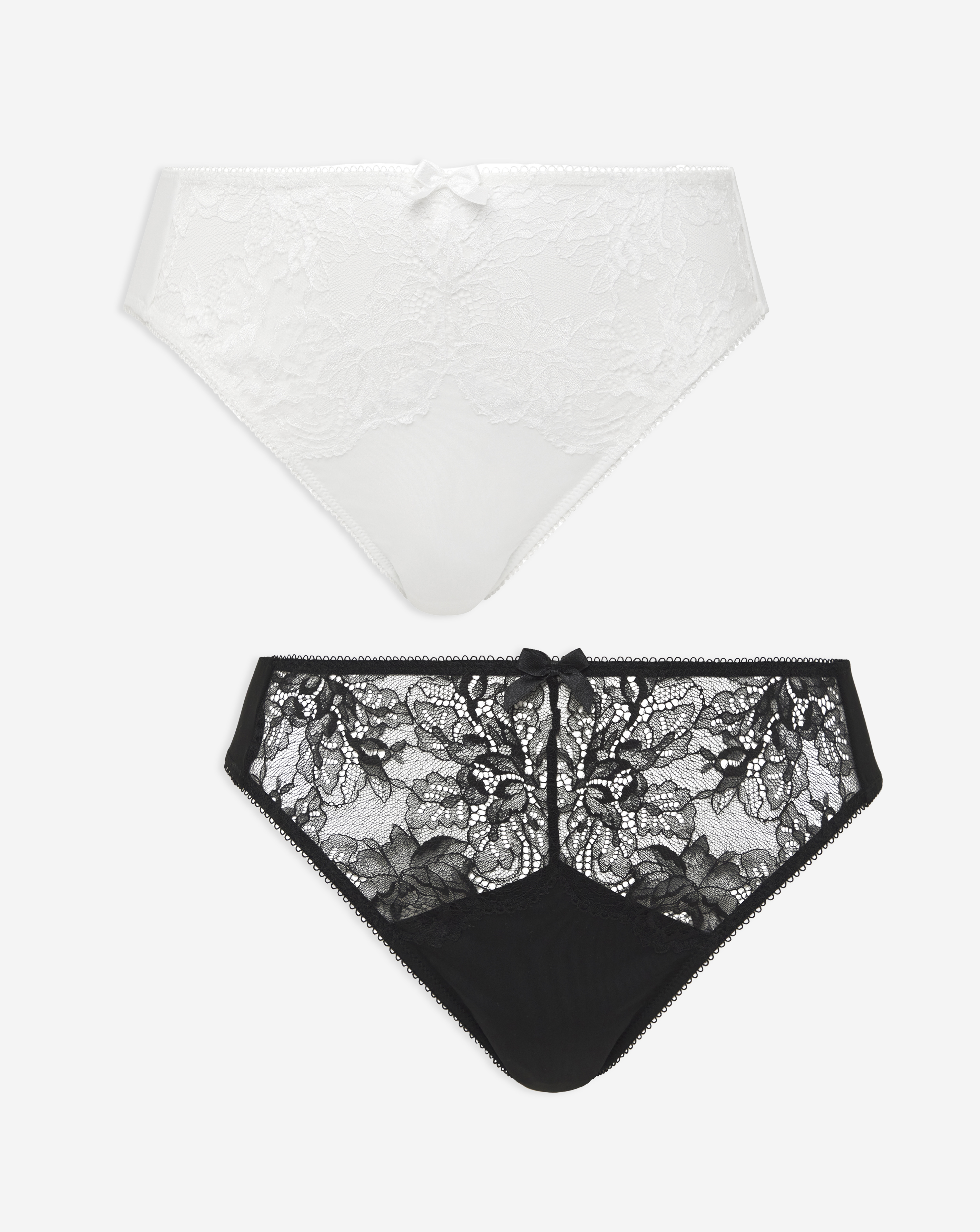 2 Pack Ella Lace Midi High Leg Briefs