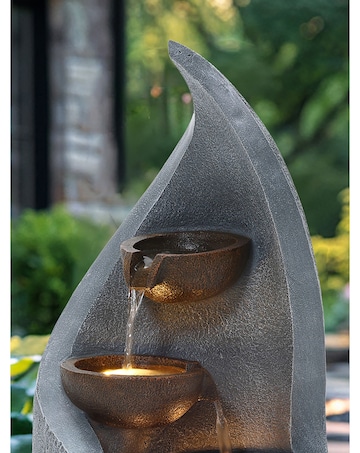 Charles Bentley 3 Tier Cascading Bronze Bowls Warm White Garden Water Feature