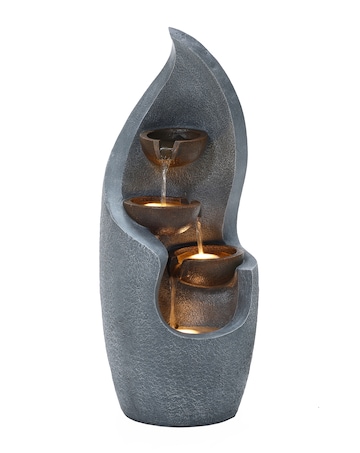 Charles Bentley 3 Tier Cascading Bronze Bowls Warm White Garden Water Feature