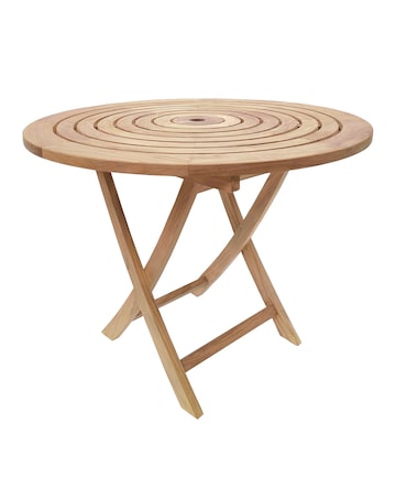 Charles Bentley Teak Wooden Round Garden Dining Table - 4 Seater