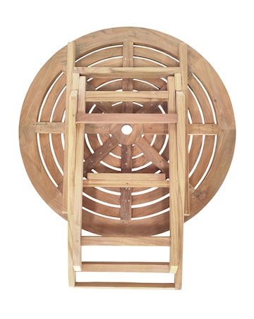 Charles Bentley Teak Wooden Round Garden Dining Table - 4 Seater