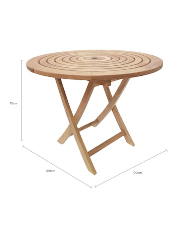Charles Bentley Teak Wooden Round Garden Dining Table - 4 Seater